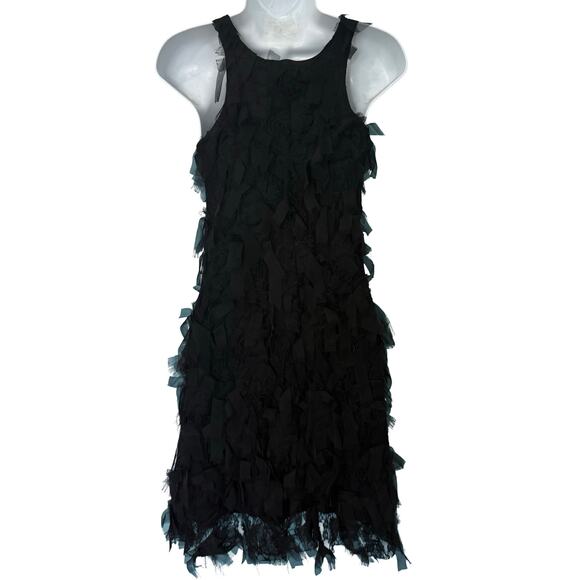 Karen Kane Black Shredded Eyelash Lace Stretch Mini Racerback Dress size XS - Picture 3 of 9